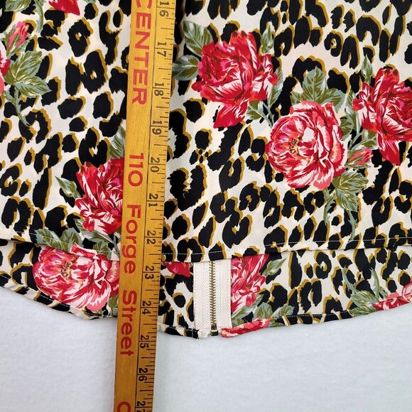 G By Guess Womens Leopard Floral Print Zip-Up Screw Buttons Cuff Blouse Small - Picture 8 of 8